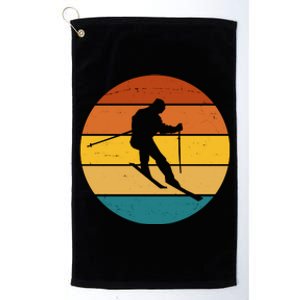 Retro Sunset Ski Lover Gift Platinum Collection Golf Towel