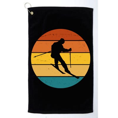 Retro Sunset Ski Lover Gift Golf Towel