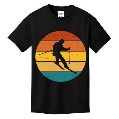 Retro Sunset Ski Lover Gift Kids T-Shirt