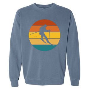 Retro Sunset Ski Lover Gift Garment-Dyed Sweatshirt