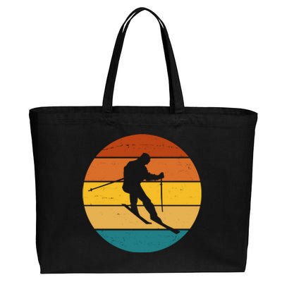 Retro Sunset Ski Lover Gift Cotton Canvas Jumbo Tote