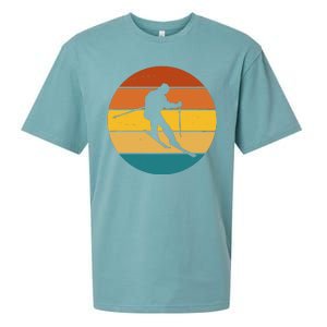 Retro Sunset Ski Lover Gift Sueded Cloud Jersey T-Shirt