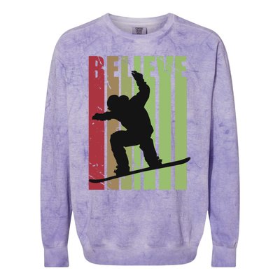 Retro Snowboarding Snow Boarding Ski Skier Gift Colorblast Crewneck Sweatshirt