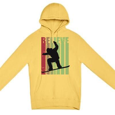 Retro Snowboarding Snow Boarding Ski Skier Gift Premium Pullover Hoodie