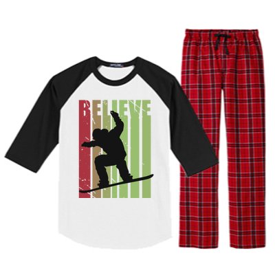 Retro Snowboarding Snow Boarding Ski Skier Gift Raglan Sleeve Pajama Set