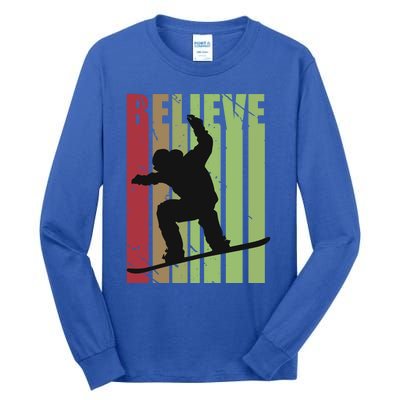 Retro Snowboarding Snow Boarding Ski Skier Gift Tall Long Sleeve T-Shirt