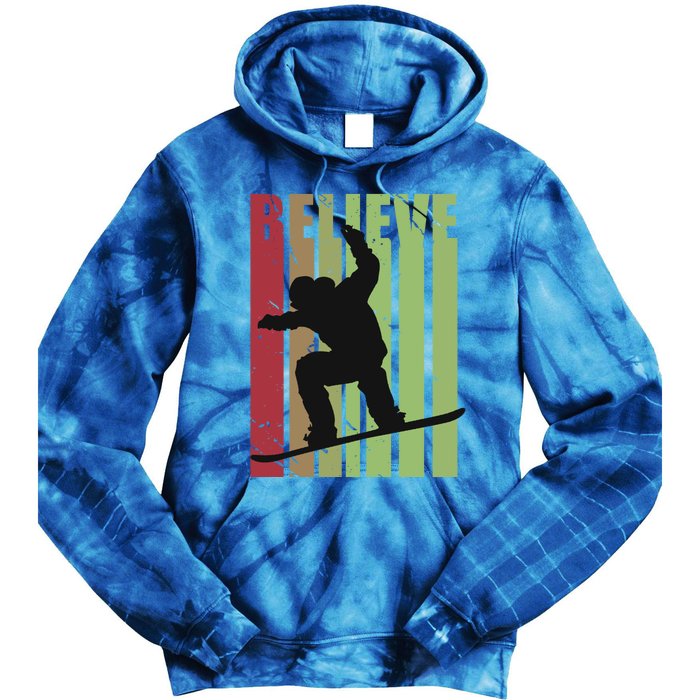 Retro Snowboarding Snow Boarding Ski Skier Gift Tie Dye Hoodie