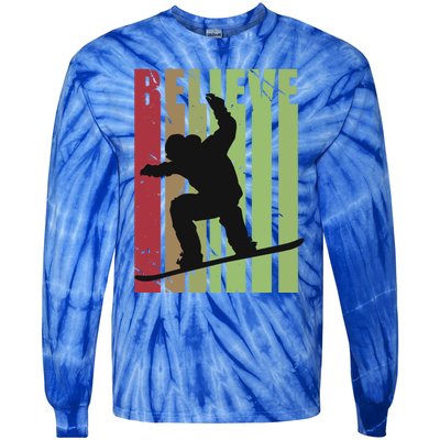 Retro Snowboarding Snow Boarding Ski Skier Gift Tie-Dye Long Sleeve Shirt