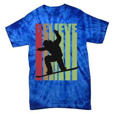 Retro Snowboarding Snow Boarding Ski Skier Gift Tie-Dye T-Shirt