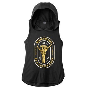 Retro Surfing Summer Logo Ladies PosiCharge Tri-Blend Wicking Draft Hoodie Tank