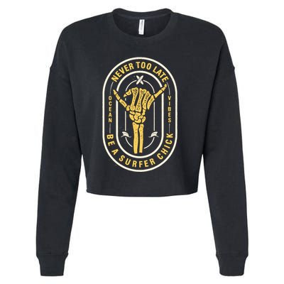 Retro Surfing Summer Logo Cropped Pullover Crew