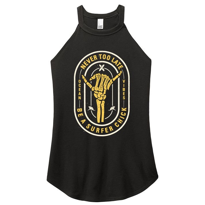 Retro Surfing Summer Logo Women's Perfect Tri Rocker Tank