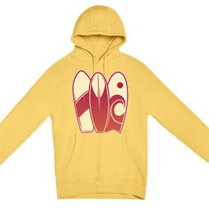 Retro Surfboard Surfing Premium Pullover Hoodie