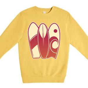 Retro Surfboard Surfing Premium Crewneck Sweatshirt