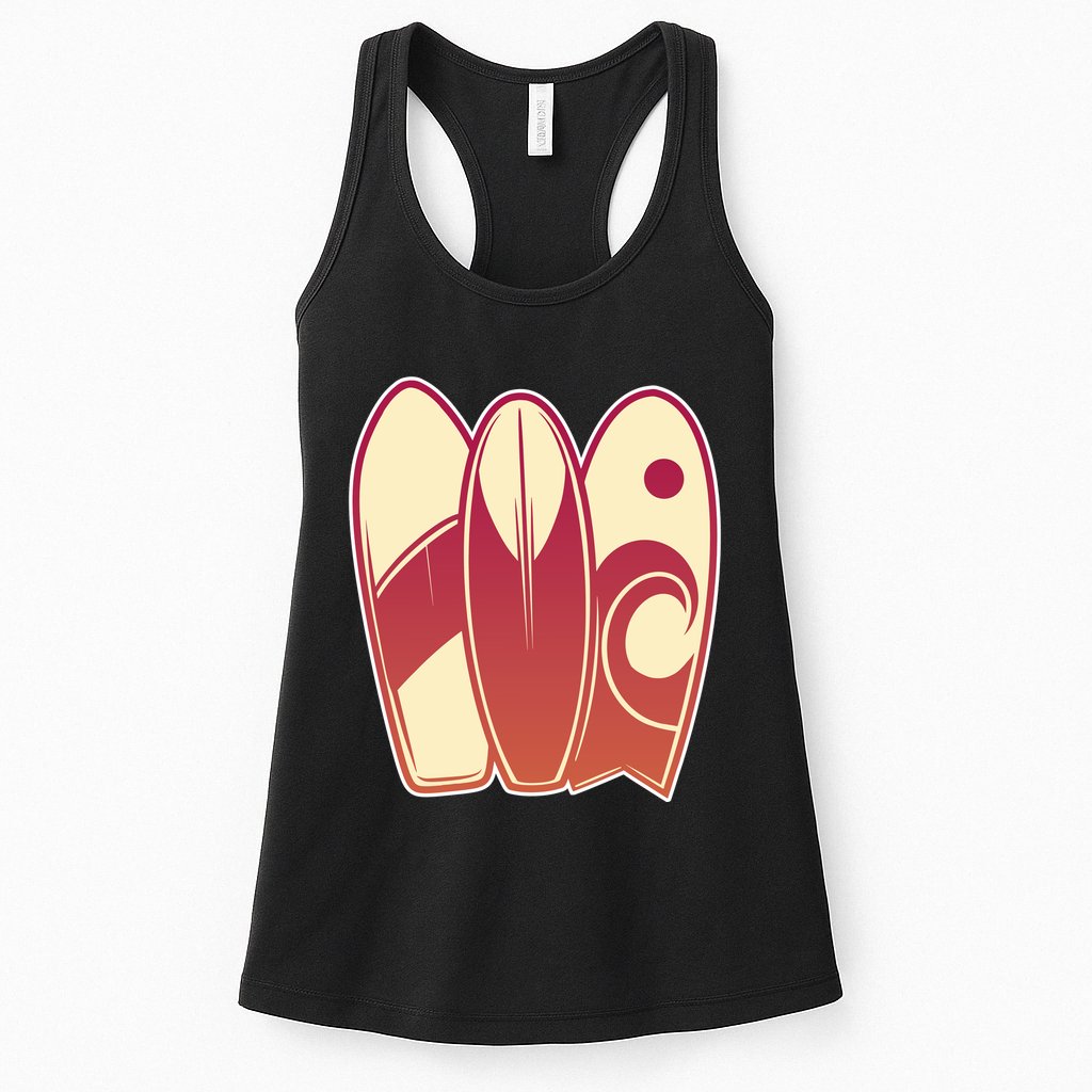 Retro Surfboard Surfing Womens Tank Top