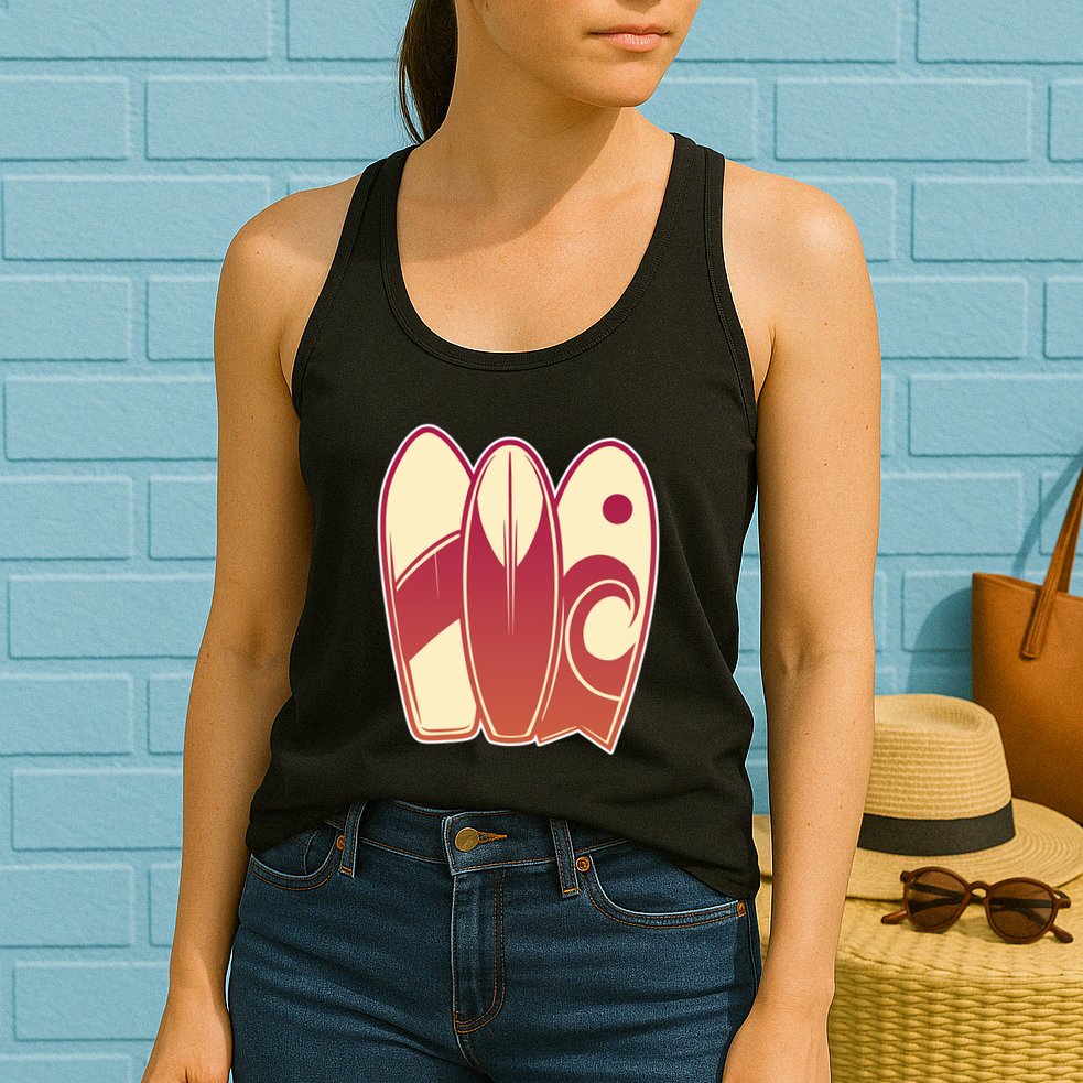 Retro Surfboard Surfing Womens Tank Top