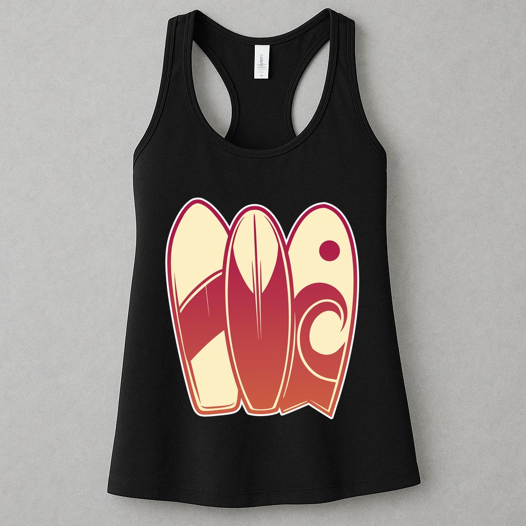 Retro Surfboard Surfing Womens Tank Top