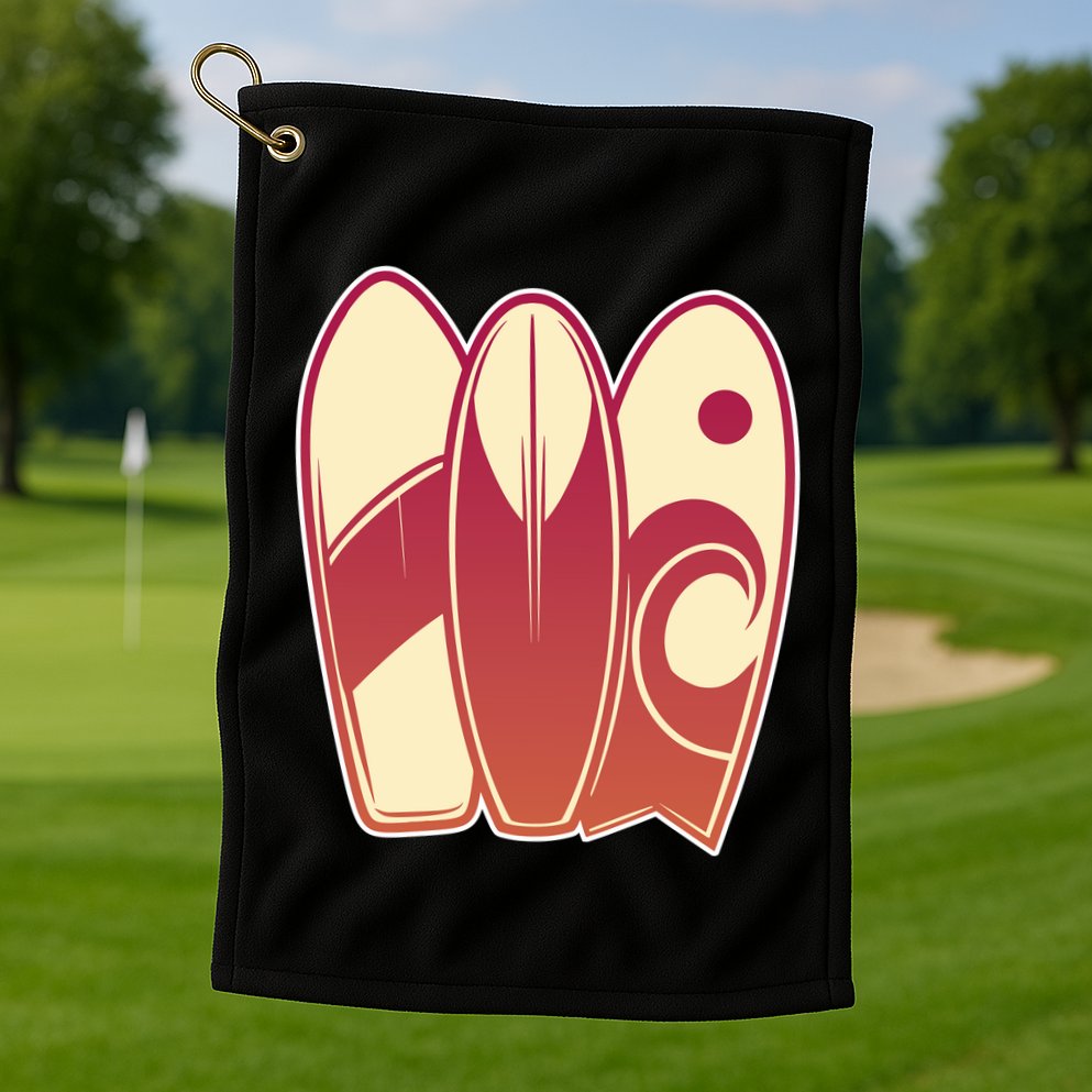 Retro Surfboard Surfing Golf Towel