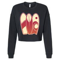 Retro Surfboard Surfing Cropped Pullover Crew