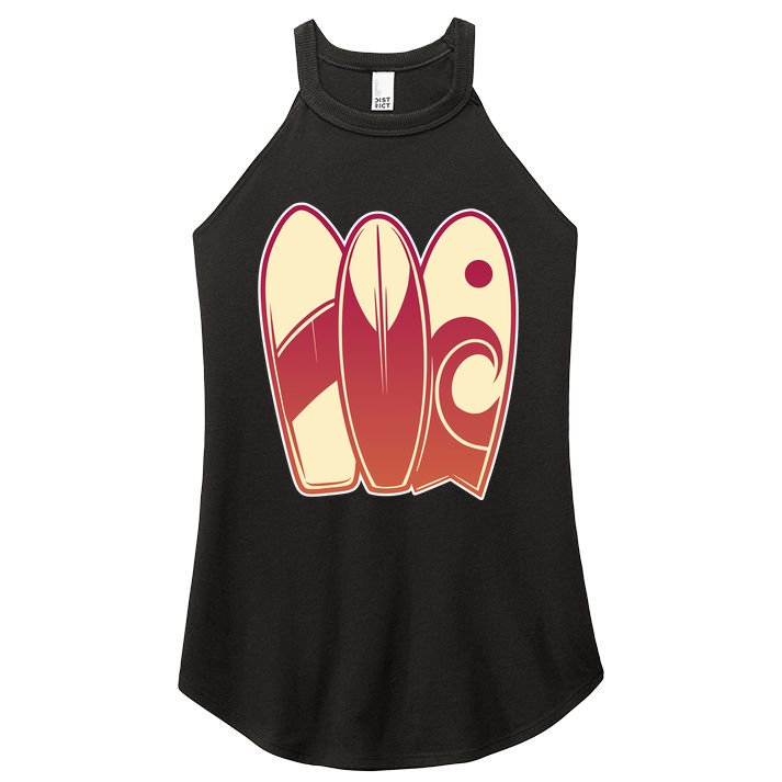 Retro Surfboard Surfing Women's Perfect Tri Rocker Tank