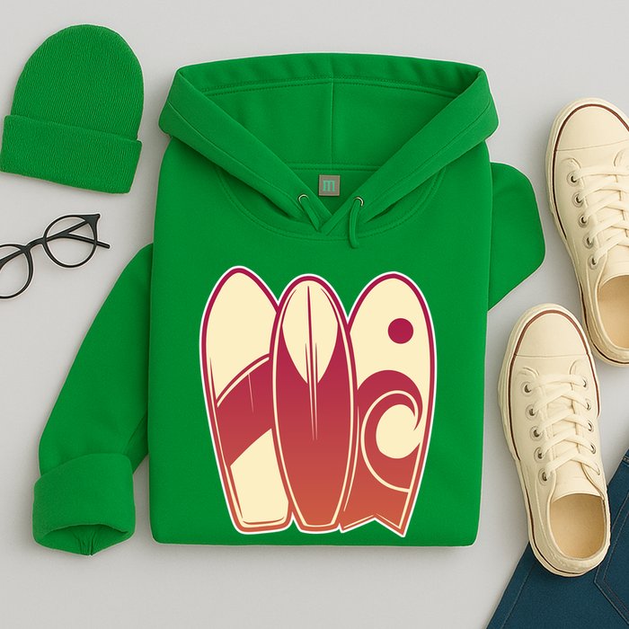 Retro Surfboard Surfing Hoodie