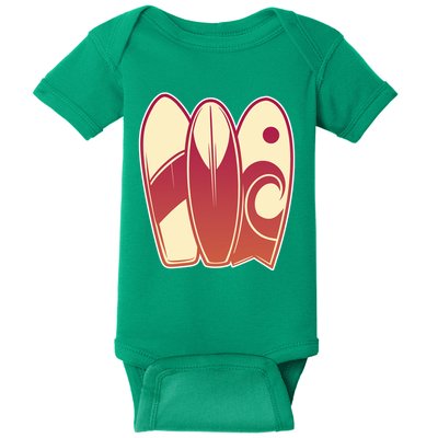 Retro Surfboard Surfing Baby Bodysuit
