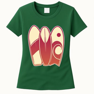 Retro Surfboard Surfing Womens T-Shirt