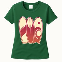 Retro Surfboard Surfing Womens T-Shirt