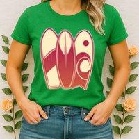 Retro Surfboard Surfing Womens T-Shirt