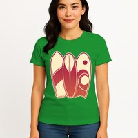 Retro Surfboard Surfing Womens T-Shirt