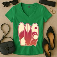 Retro Surfboard Surfing Women's V-Neck T-Shirt