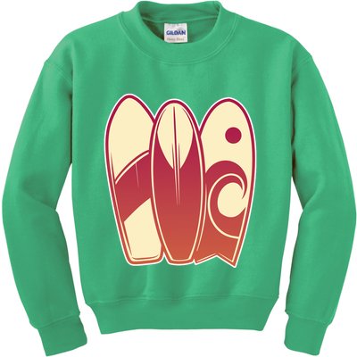 Retro Surfboard Surfing Kids Sweatshirt
