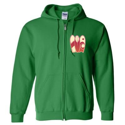 Retro Surfboard Surfing Full Zip Hoodie