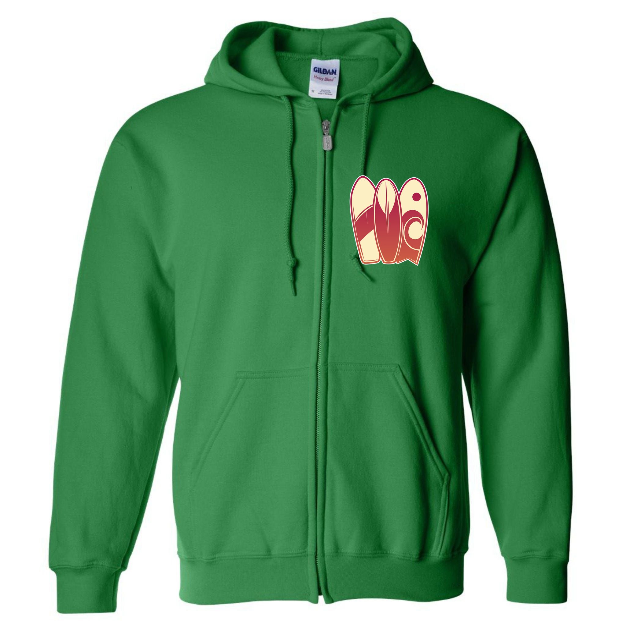 Retro Surfboard Surfing Full Zip Hoodie
