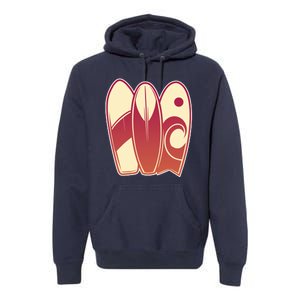 Retro Surfboard Surfing Premium Hoodie