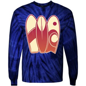 Retro Surfboard Surfing Tie-Dye Long Sleeve Shirt