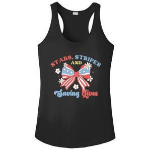 Retro Stars Strips And Saving Lives 4th Of July Nurse School Ladies PosiCharge Competitor Racerback Tank