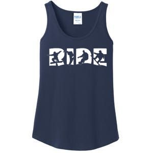 RIDE Snowboard, Snowboarder, Christmas Snowboarding Pullover Ladies Essential Tank