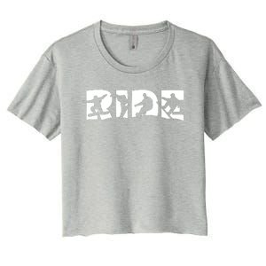 RIDE Snowboard, Snowboarder, Christmas Snowboarding Pullover Women's Crop Top Tee