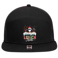 Reindeer Santa Snowman Lunch Aide Christmas 7 Panel Mesh Trucker Snapback Hat