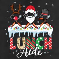 Reindeer Santa Snowman Lunch Aide Christmas 7 Panel Mesh Trucker Snapback Hat