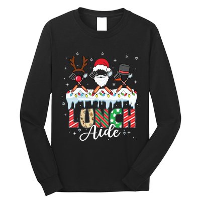 Reindeer Santa Snowman Lunch Aide Christmas Long Sleeve Shirt