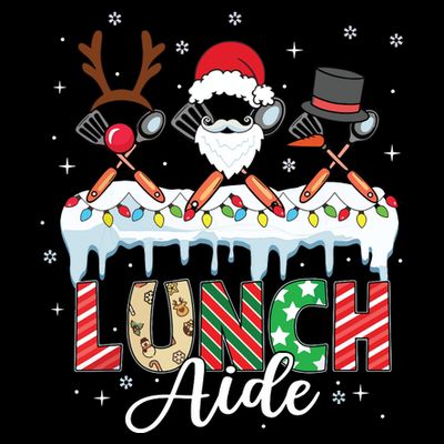 Reindeer Santa Snowman Lunch Aide Christmas T-Shirt