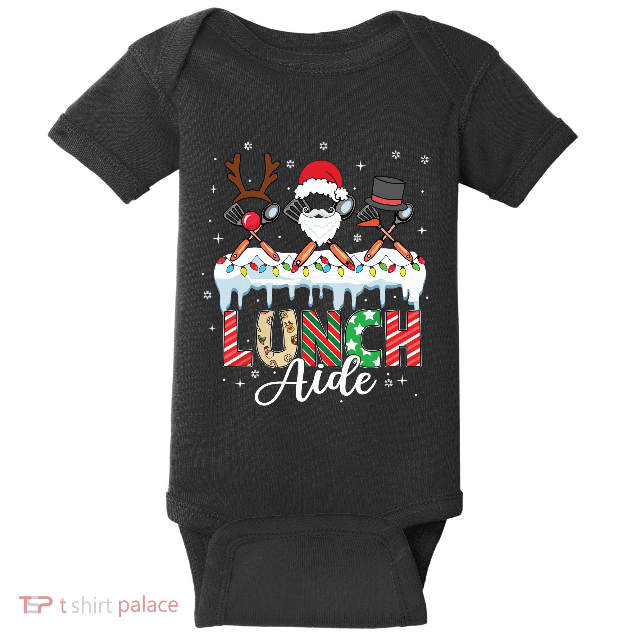 Reindeer Santa Snowman Lunch Aide Christmas Baby Bodysuit