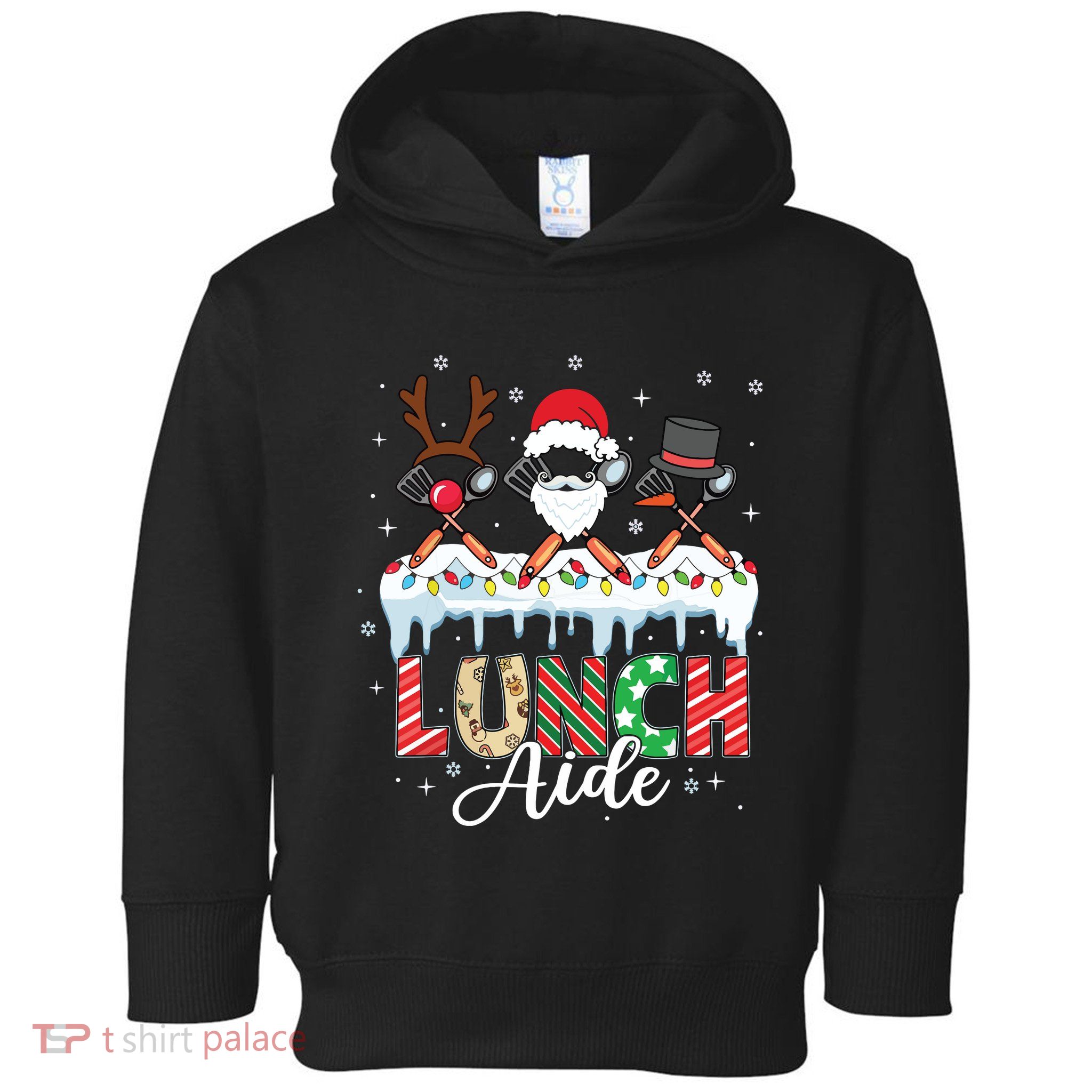 Reindeer Santa Snowman Lunch Aide Christmas Toddler Hoodie