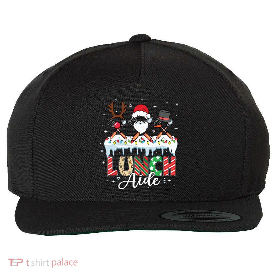 Reindeer Santa Snowman Lunch Aide Christmas Wool Snapback Cap