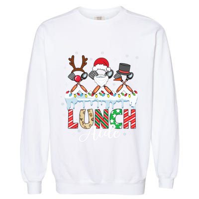 Reindeer Santa Snowman Lunch Aide Christmas Garment-Dyed Sweatshirt