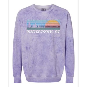 Retro Sunset Stripes Watertown Connecticut Colorblast Crewneck Sweatshirt