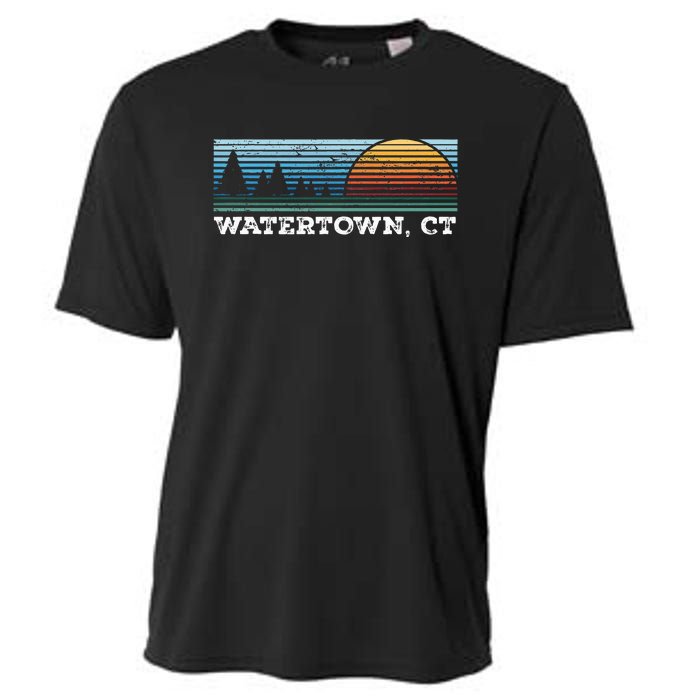 Retro Sunset Stripes Watertown Connecticut Cooling Performance Crew T-Shirt