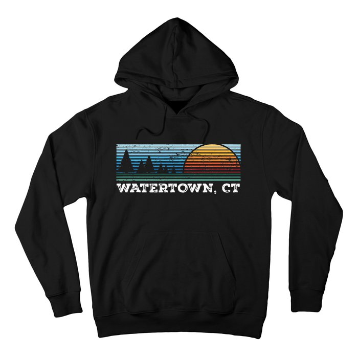 Retro Sunset Stripes Watertown Connecticut Hoodie